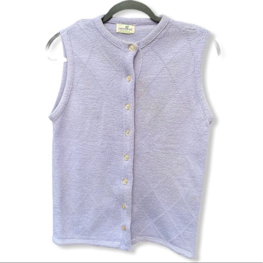Vintage Sweetree Acrylic Sleeveless Cardigan Sweater